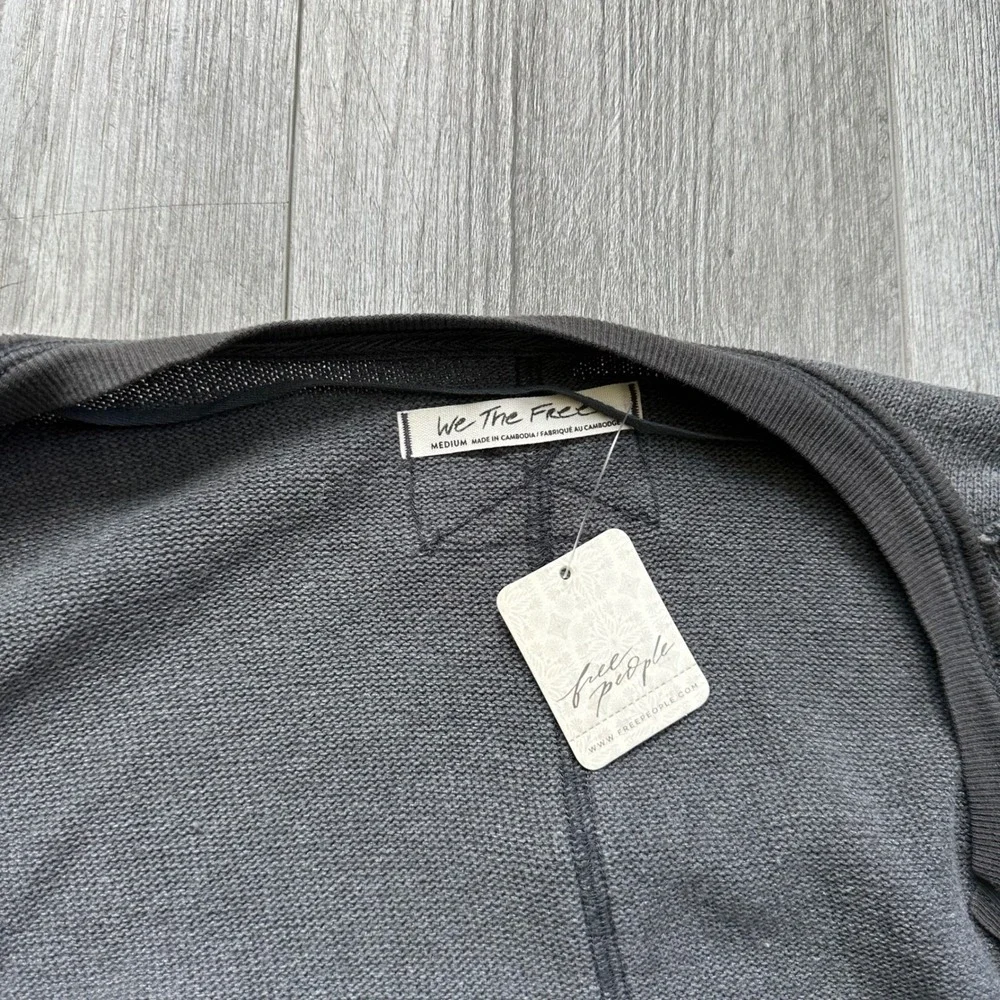 NWT We The Free Free People Anyway surplice top Gray criss cross Sweatshirt M